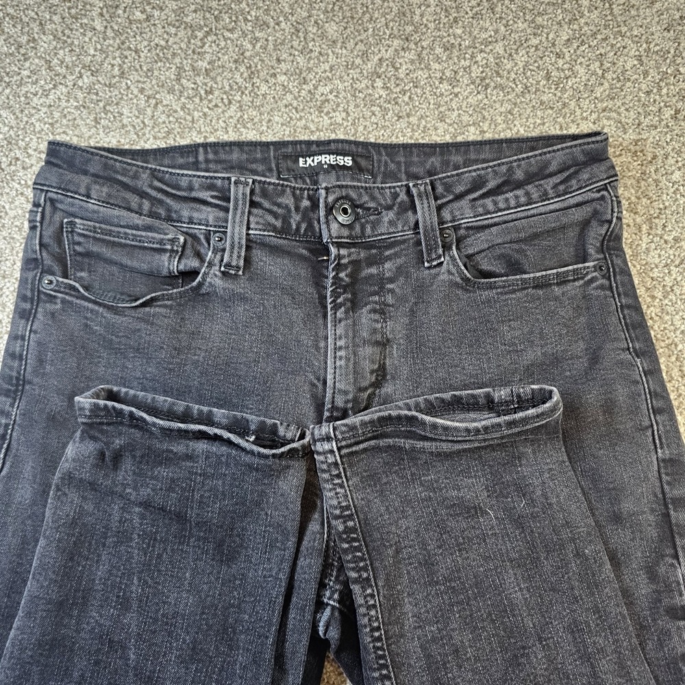 Men's Express Black Jeans 33x32 Slim Hyper Stretch Jeans Black Denim Dark Wash